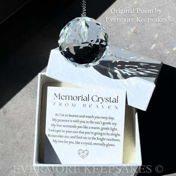 Memorial Crystal Gift Box, Rainbow Maker Suncatcher Sun Window Prism Sympathy Condolence Loss Bereavement
